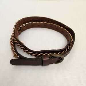 Banana Republic Belt Women's M Brown Genuine Leather Copper Chain Biker Belt